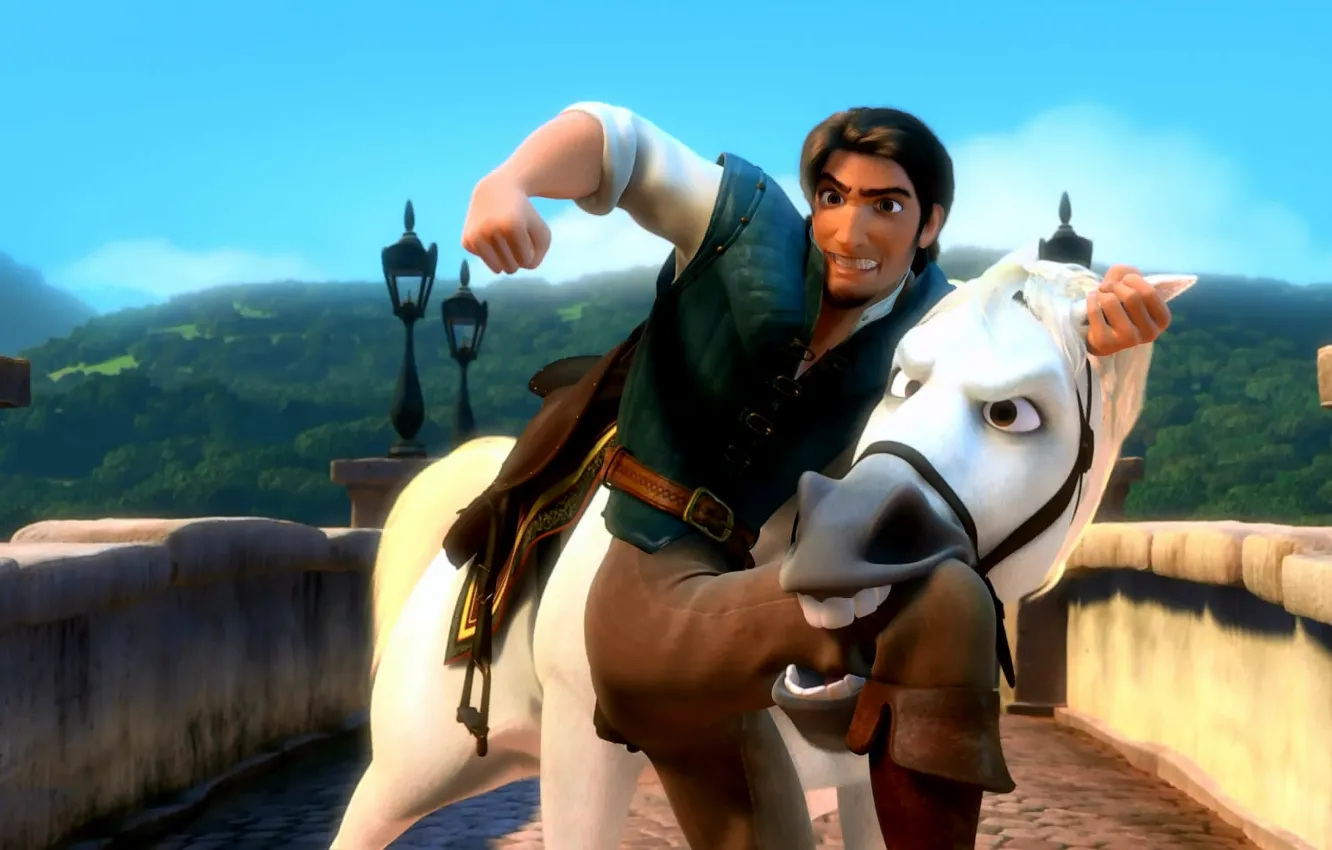 Photo wallpaper horse, Maximus, Rapunzel: a tangled tale, Flynn Rider