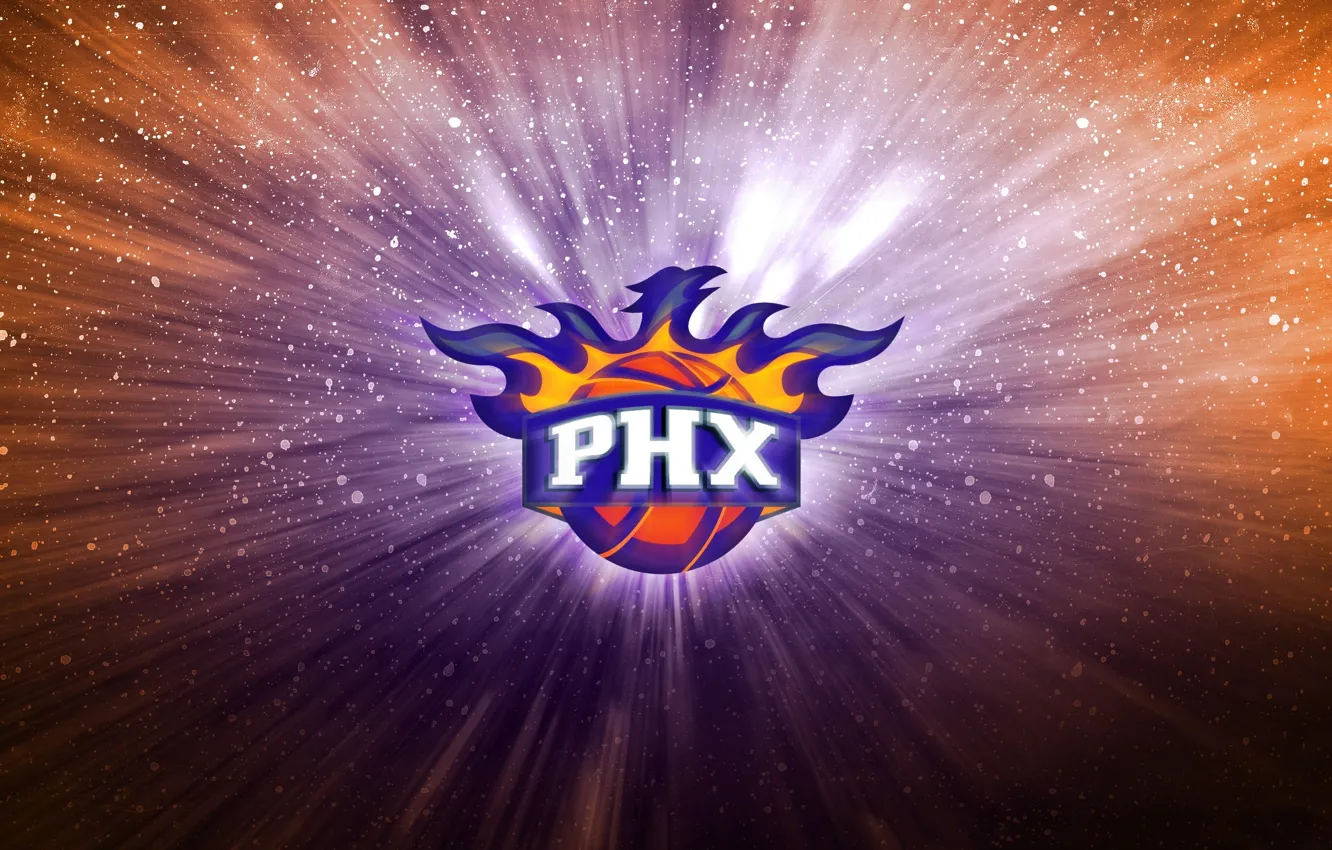 Photo wallpaper Fire, Basketball, Background, Logo, Purple, Phoenix, Phoenix Suns, PHX