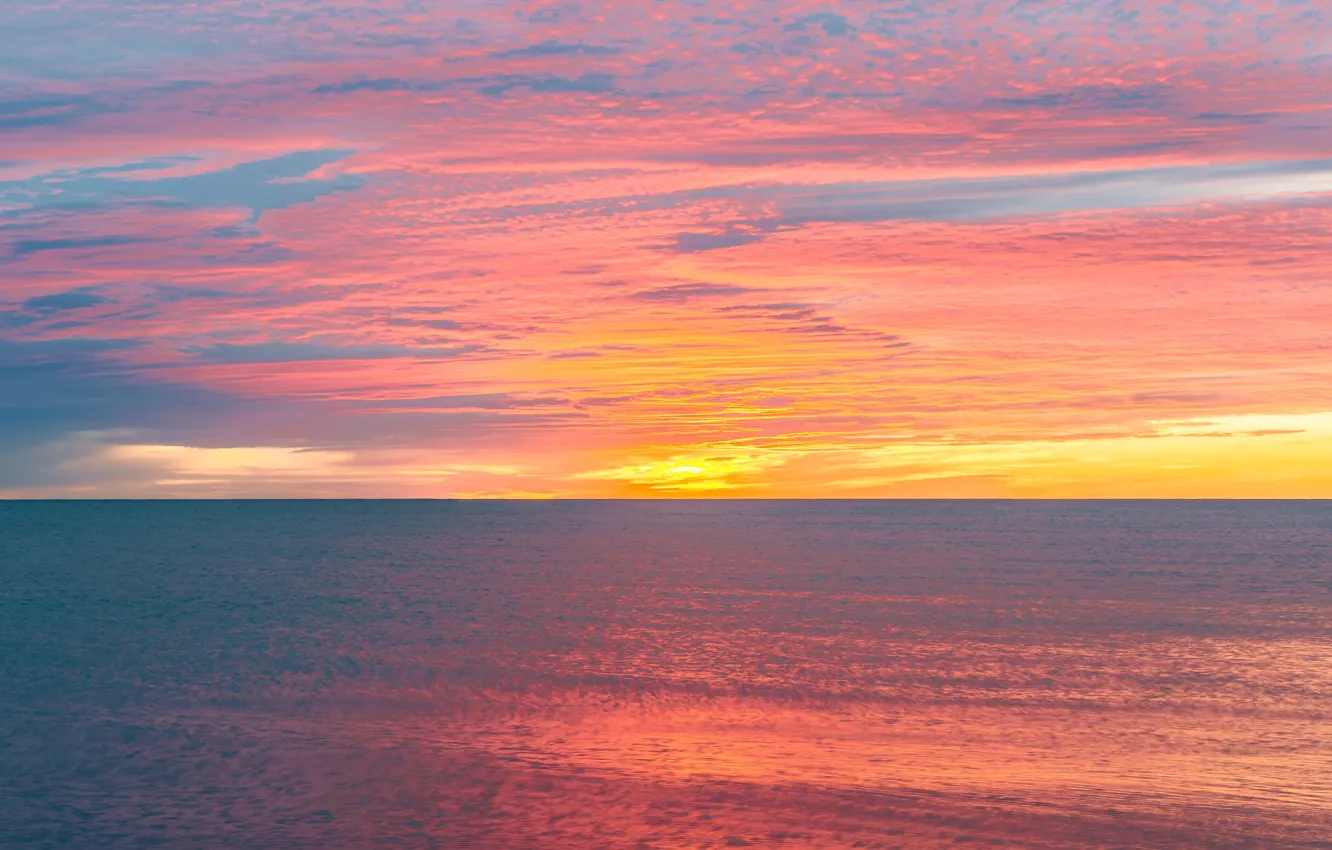 Photo wallpaper twilight, sea, ocean, sunset, seascape, clouds, dusk, horizon