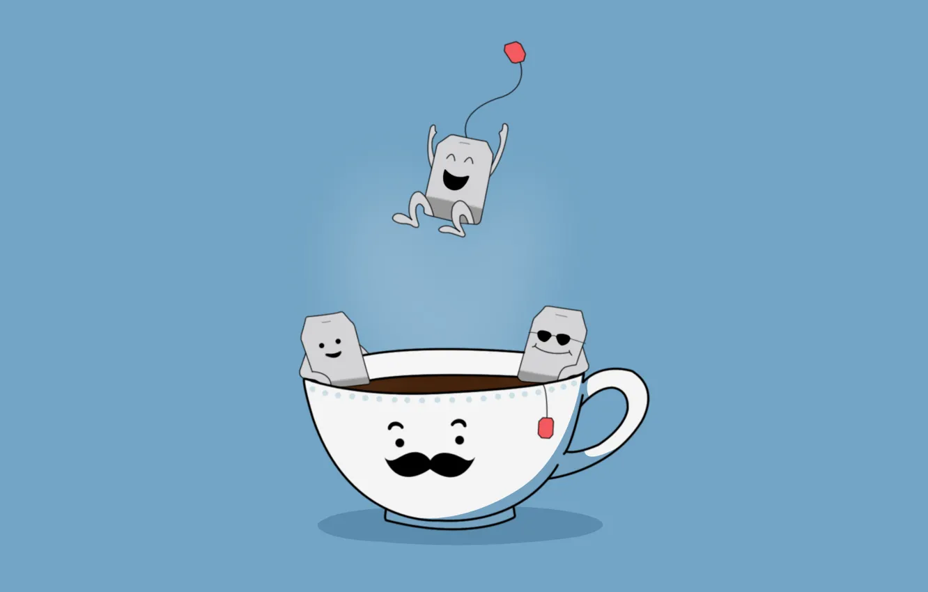 Photo wallpaper jump, fun, smile, smiley, tea party, Series "Living things", Teabags, Tea party