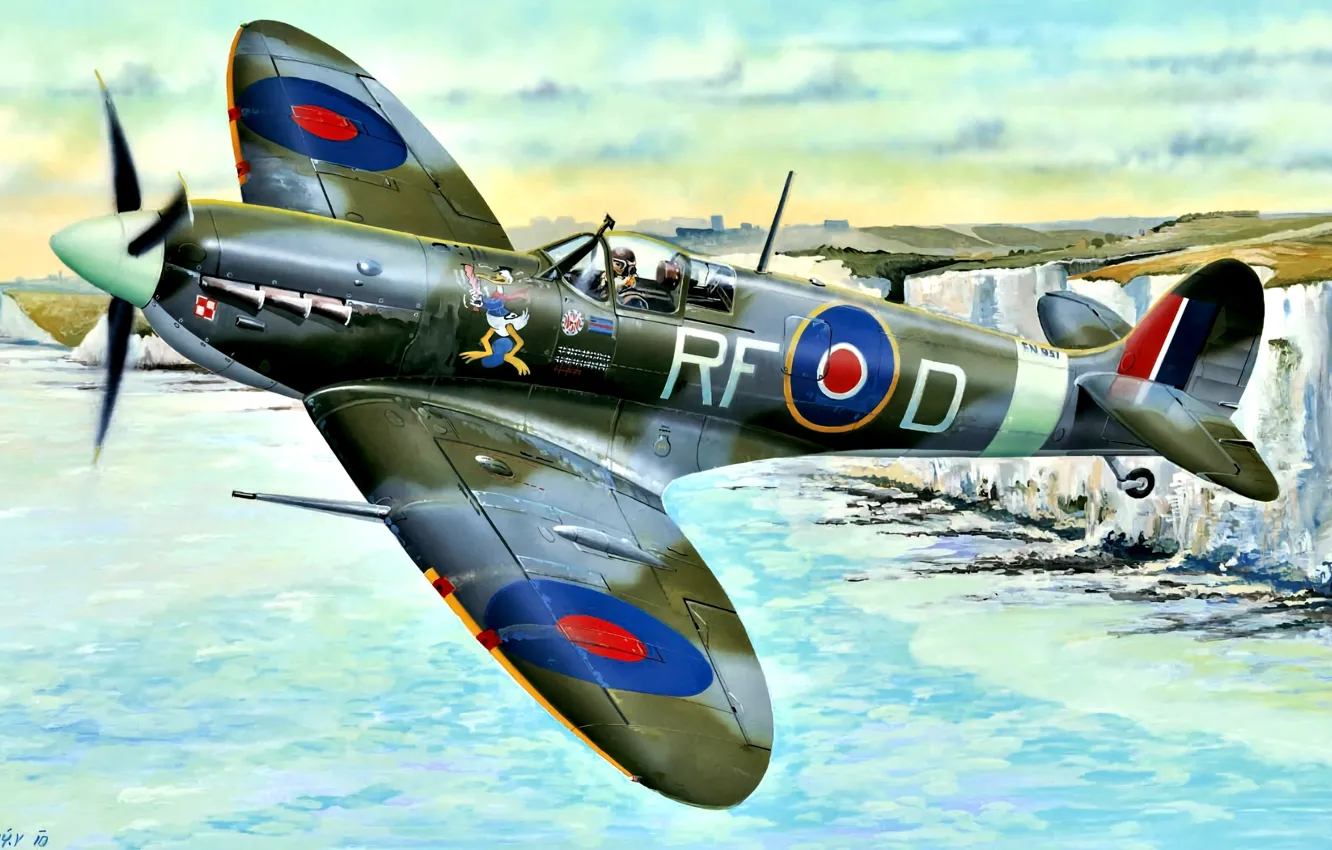 Photo wallpaper fighter, Supermarine Spitfire, Spitfire Mk.Vb, 303 sqn (Poland )RAF