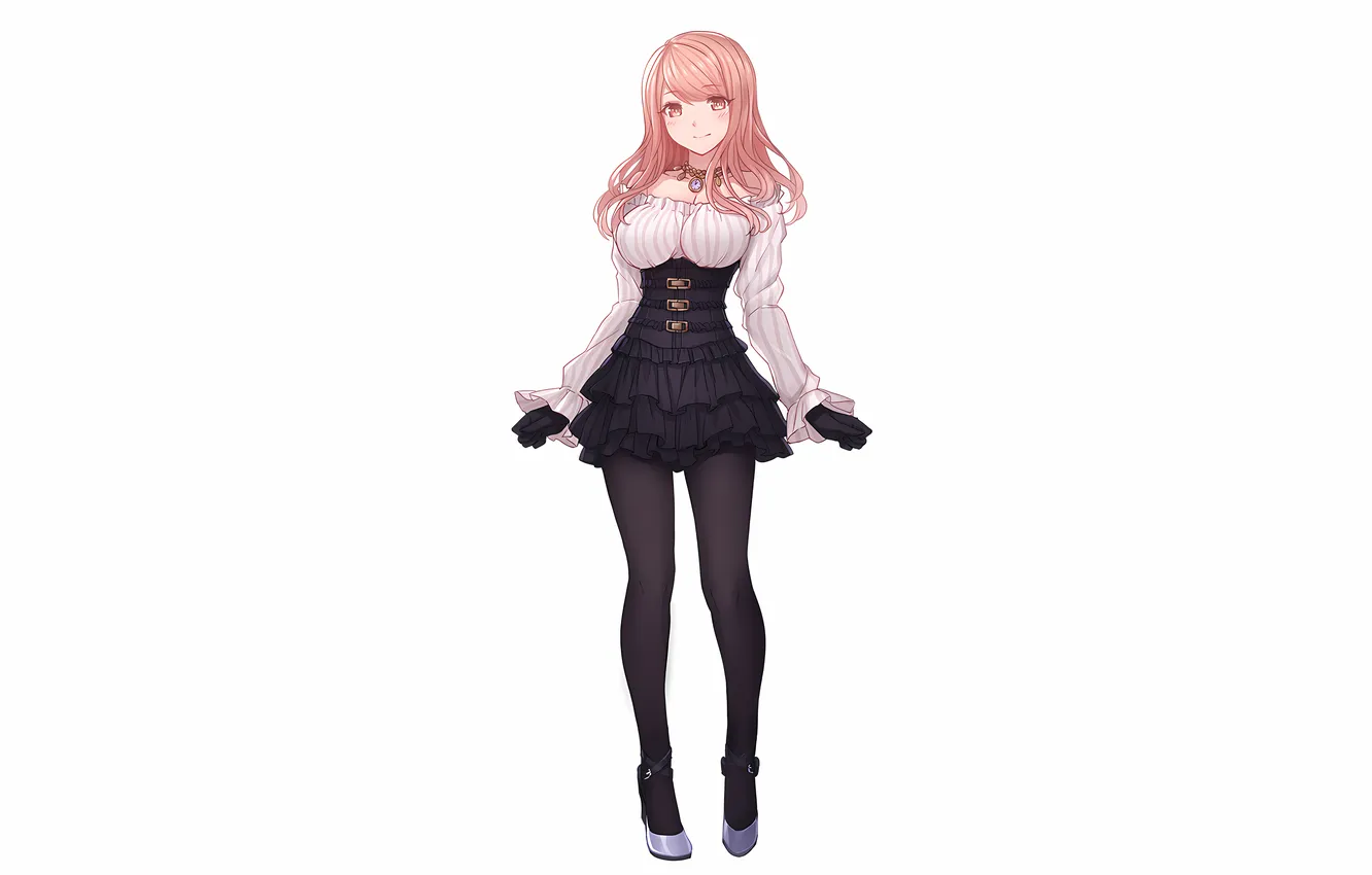 Photo wallpaper girl, sexy, cleavage, pink hair, long hair, legs, boobs, sexy girl