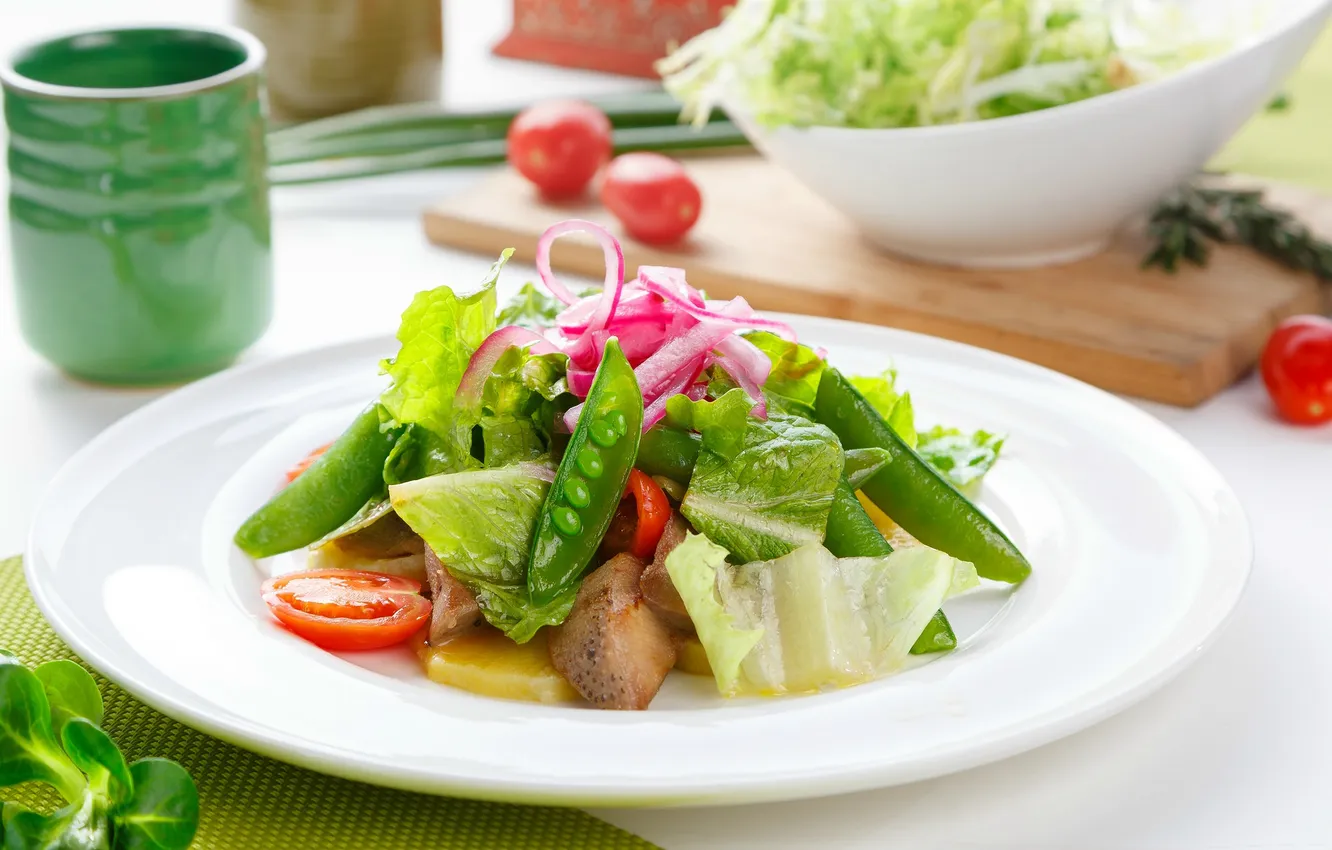 Photo wallpaper peas, vegetables, tomatoes, salad