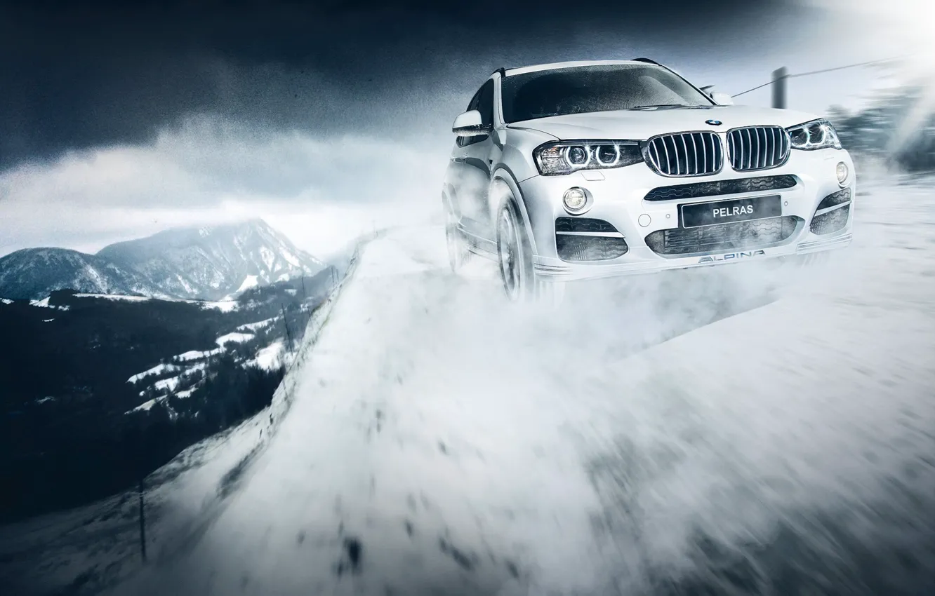 Photo wallpaper BMW, Snow, White, Rigshot, Alpina, Bi-Turbo, XD3