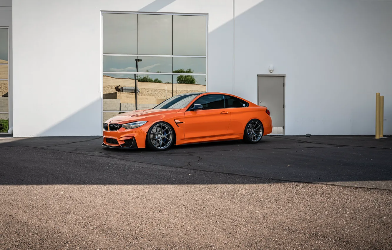Photo wallpaper BMW, Orange, Yellow, Reflection, F80, Sight