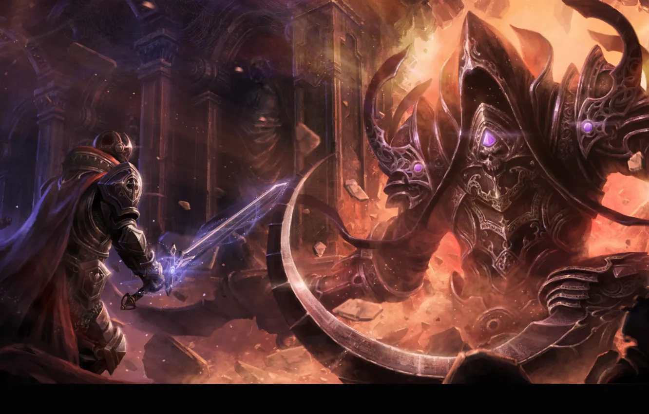 Photo wallpaper lights, sword, Diablo 3, Angel of Death, Malthael