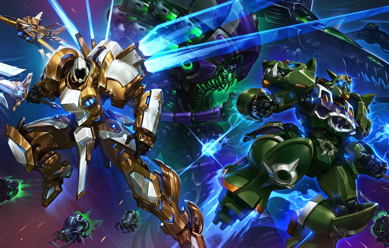 Photo wallpaper space, Blizzard, robot, armor, wings, steel, Heroes of the Storm, Mr Jack
