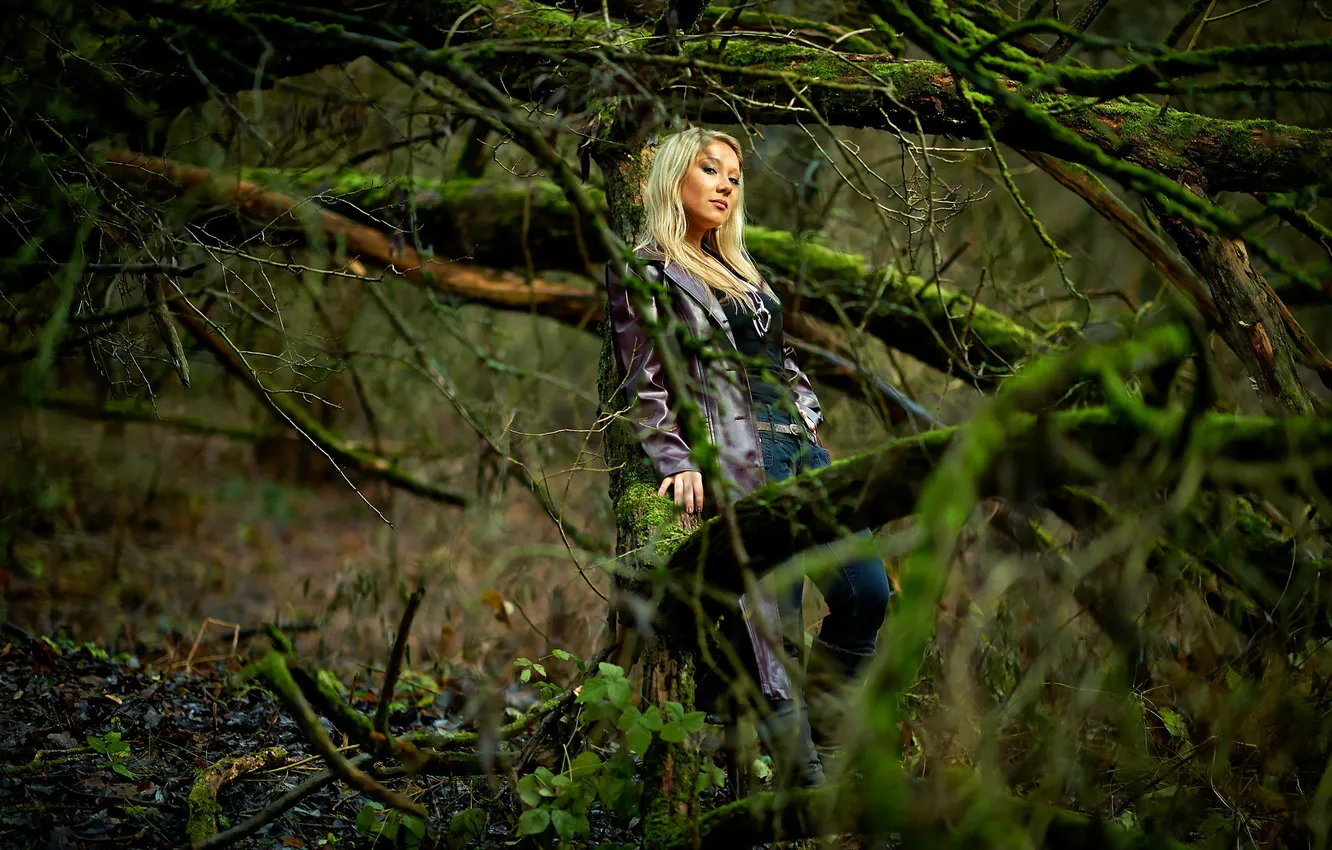 Photo wallpaper forest, girl, nature