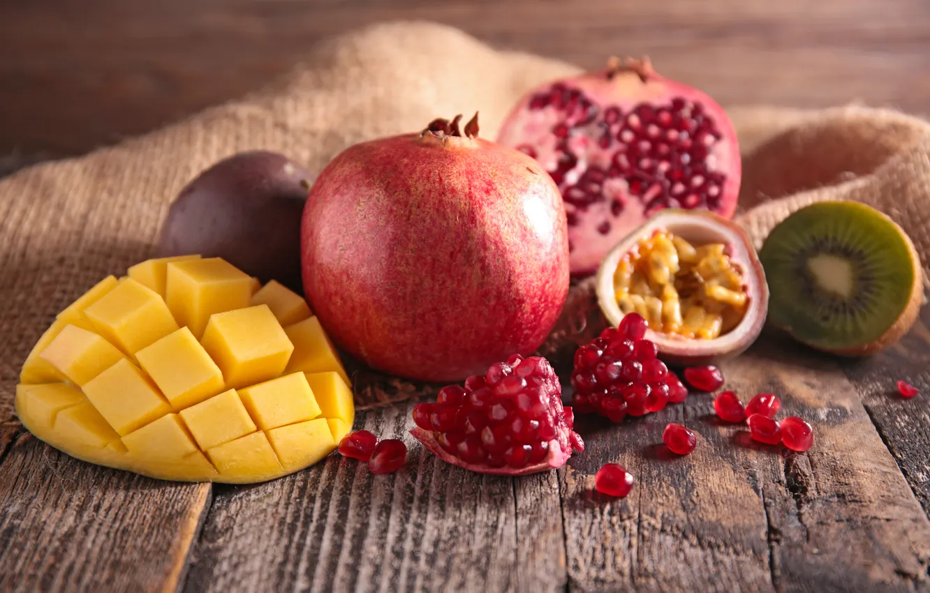 Photo wallpaper fruit, fresh, garnet, fruits, berries