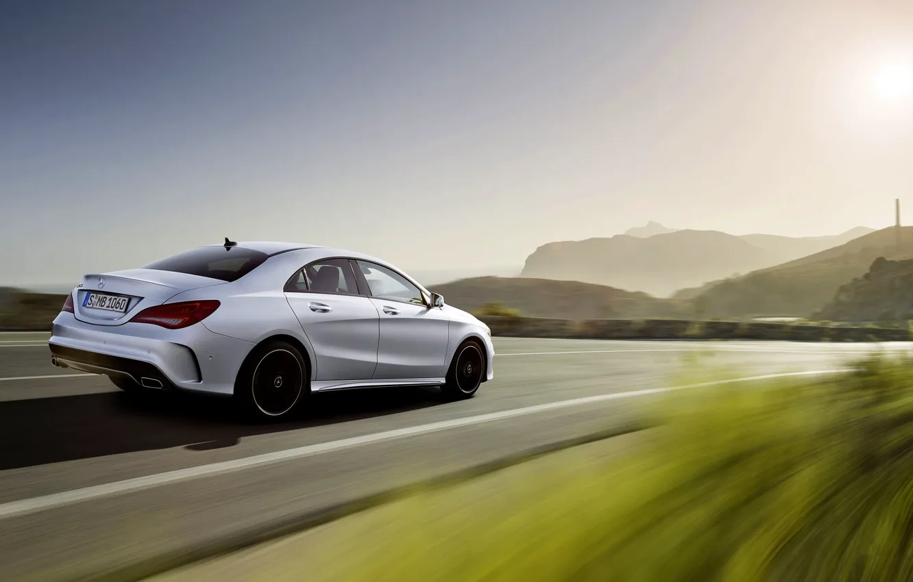 Photo wallpaper white, Mercedes-Benz, day, sedan, Mercedes, in motion, CLA, class