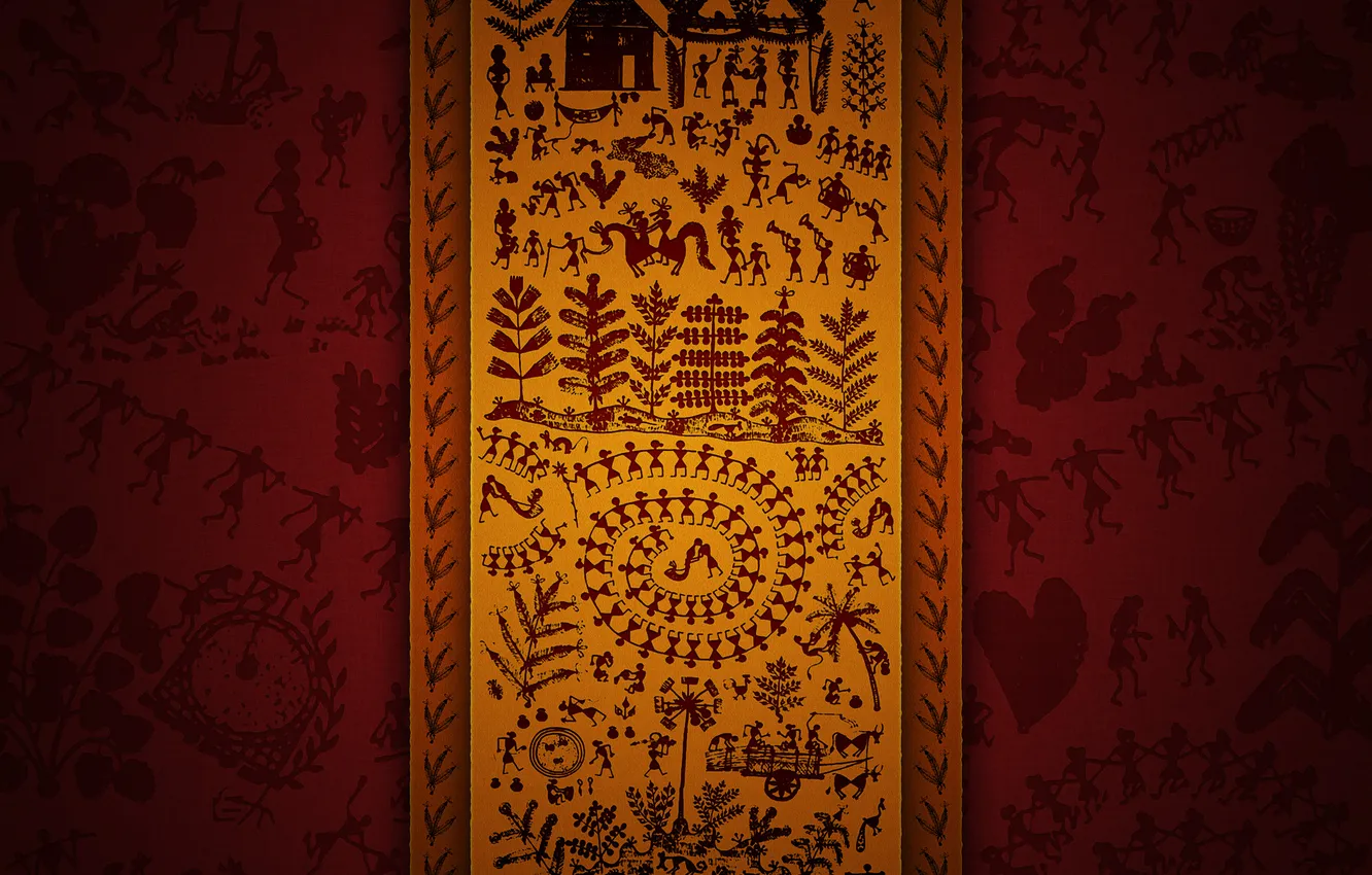 Photo wallpaper red, yellow, people