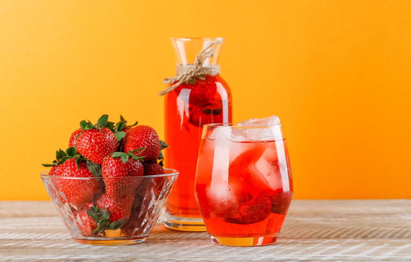 Photo wallpaper strawberry, pitcher, lemonade