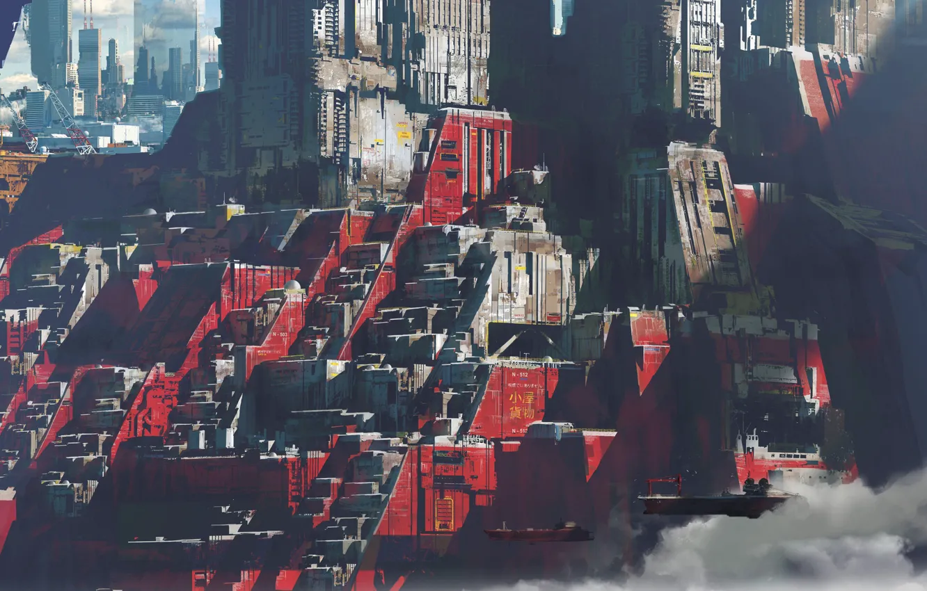 Photo wallpaper the city, facilities, Exoplanet, Strike Vector EX, Red city