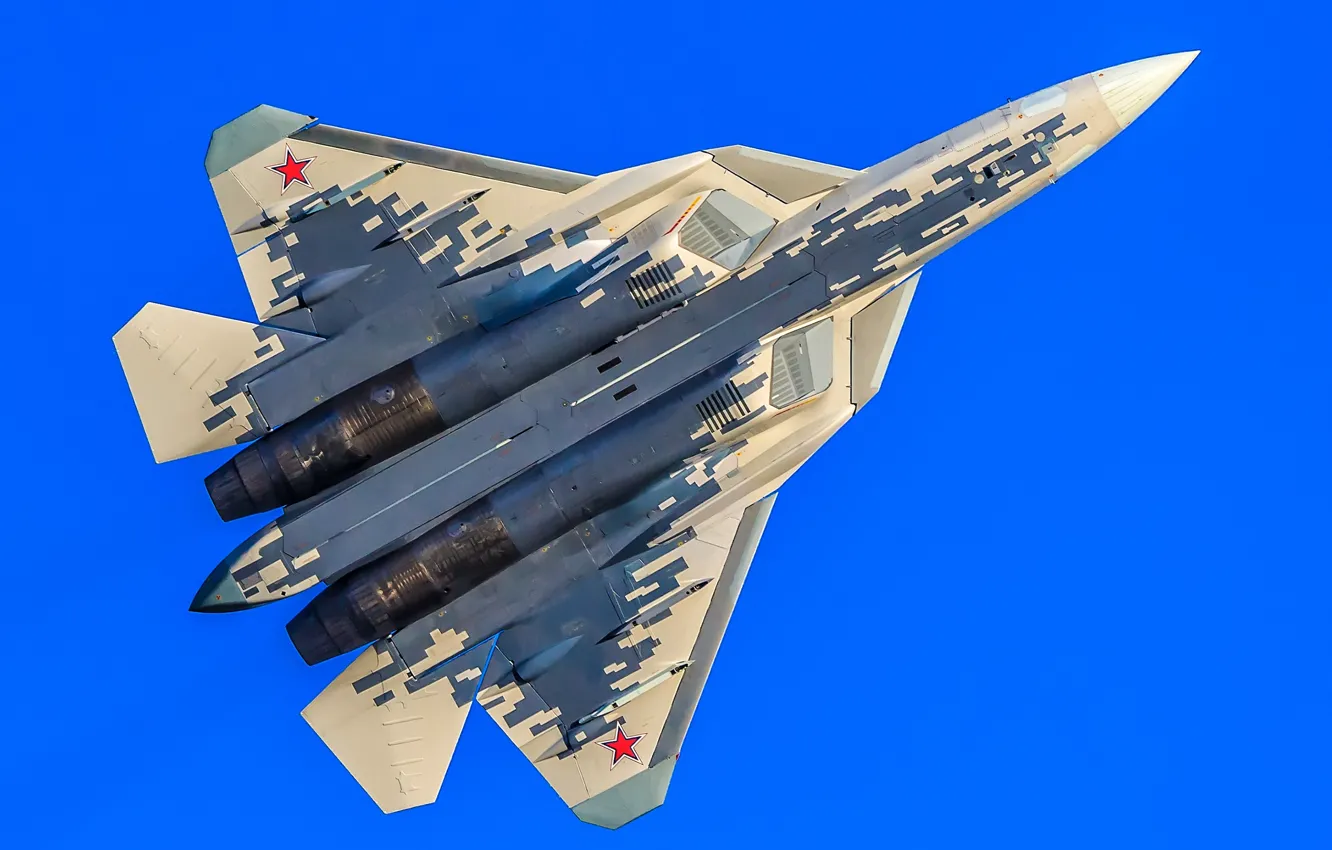 Photo wallpaper multi-role fighter, Videoconferencing Russia, the fifth generation fighter, Su-57, Su-57