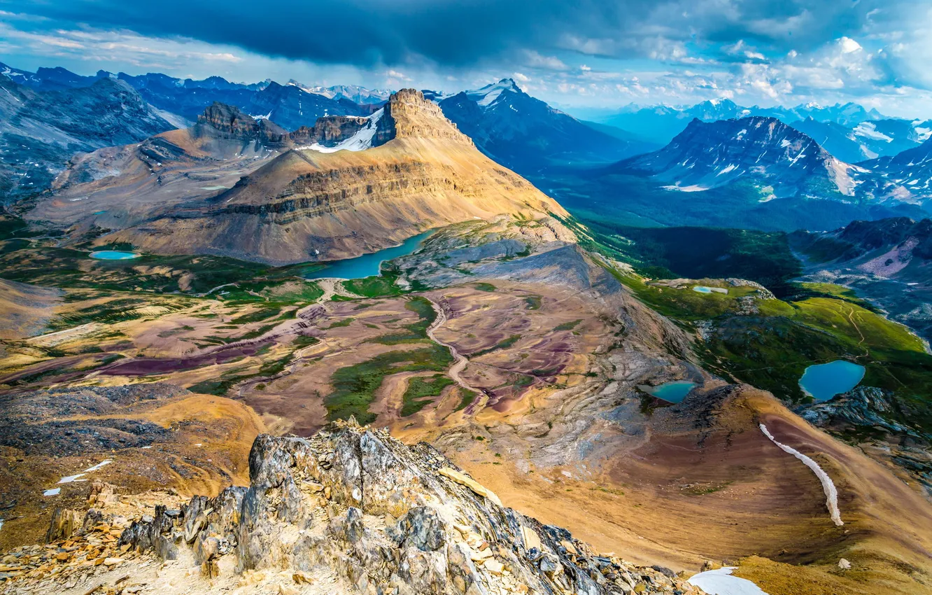 Photo wallpaper landscape, mountains, lake, Canada, panorama