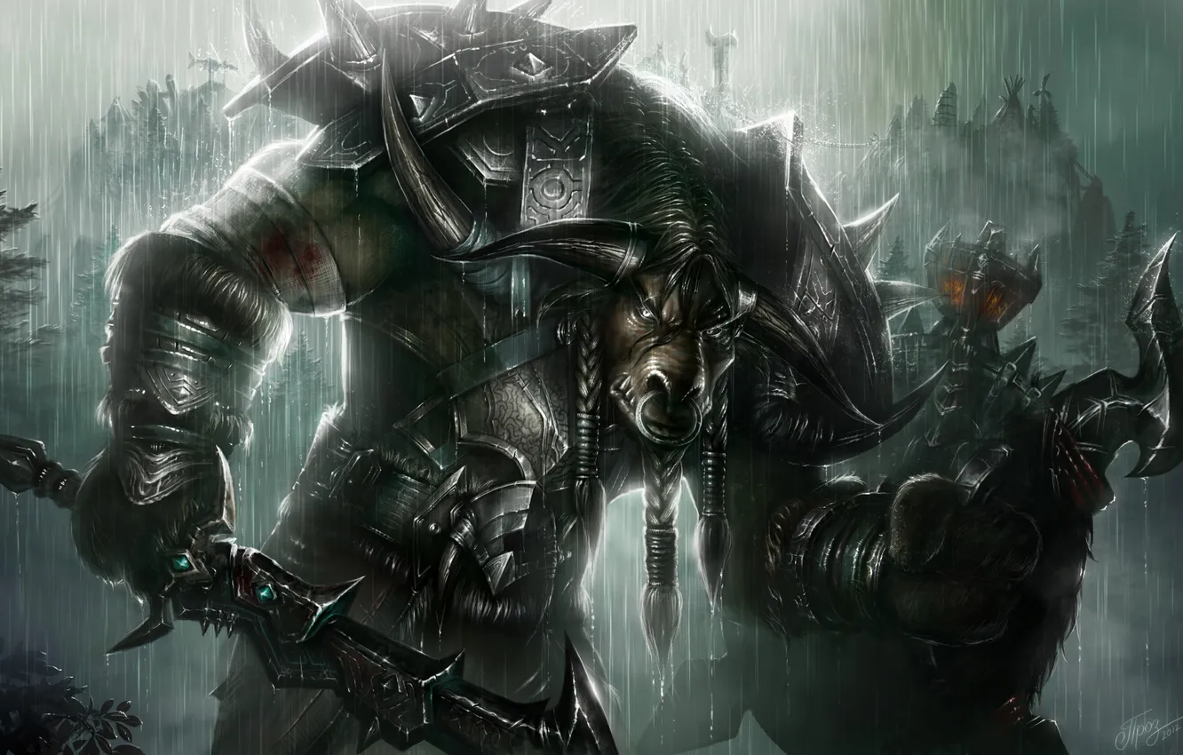 Photo wallpaper warrior, warcraft, wow, Tauren, Warcraft, WWII, warrior, TamplierPainter