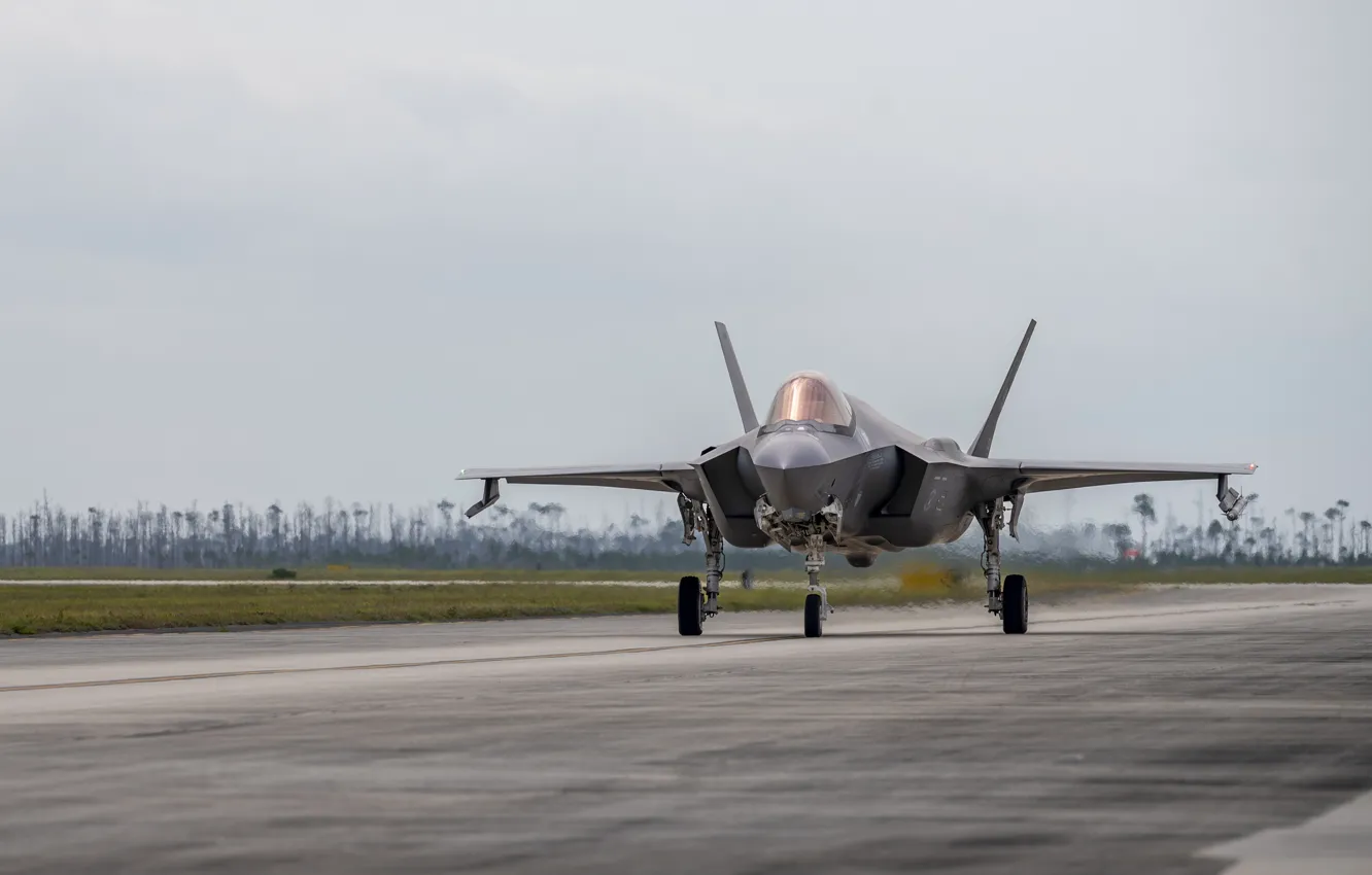 Photo wallpaper UNITED STATES AIR FORCE, fighter-bomber, F-35A Lightning II, CTOL, conventional takeoff and landing, "normal" takeoff …