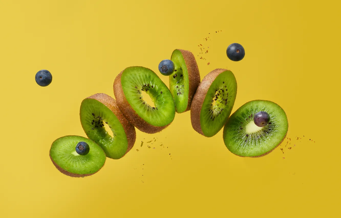 Photo wallpaper berries, food, kiwi, blueberries, fruit