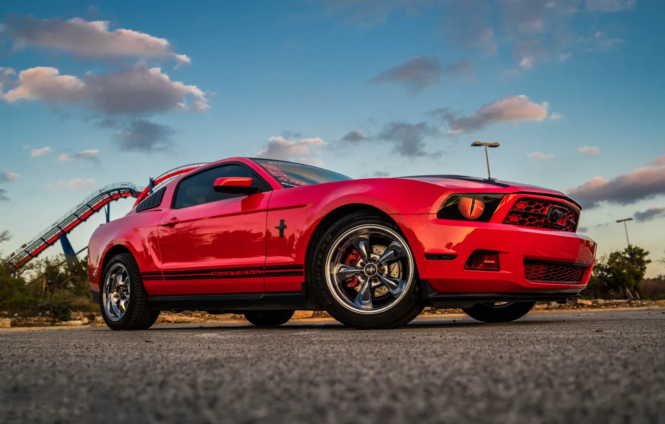 Photo wallpaper Mustang, Ford, Red, The, Kid, Wheels, Chromium