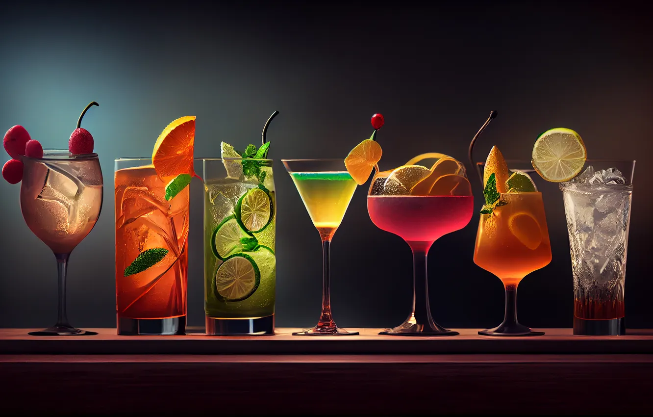 Photo wallpaper lemon, ice, fresh, lime, fruits, cocktails