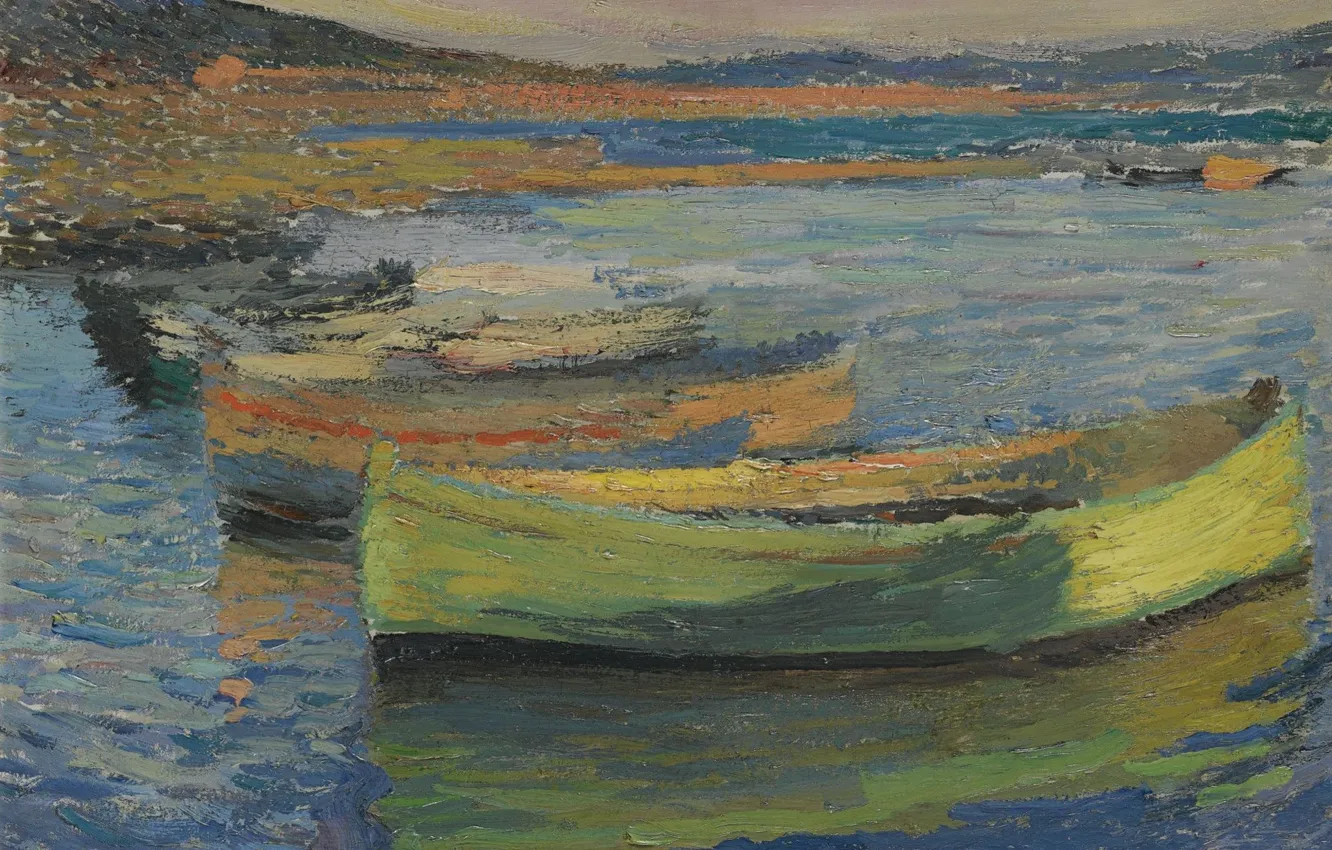 Photo wallpaper picture, seascape, Henri-Jean Guillaume Martin, Henri Matrin, Boats on the Outskirts of Collioure