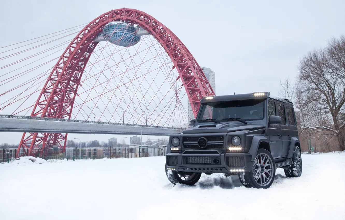 Photo wallpaper Mercedes, Brabus, AMG, Moscow, W463, G65, Russia Winter, Carbon Pro