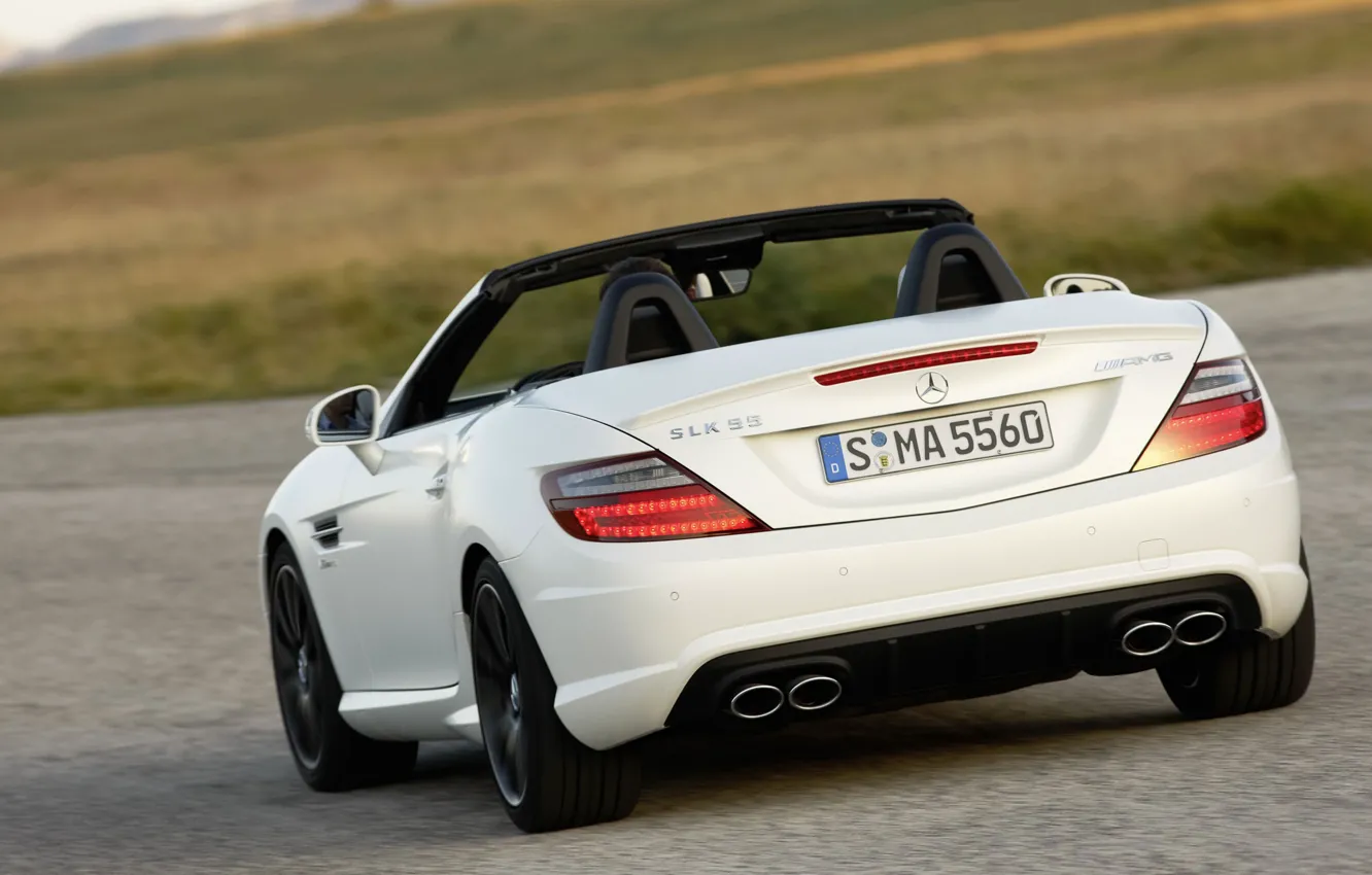 Photo wallpaper machine, white, Mercedes, SLK 55 AMG