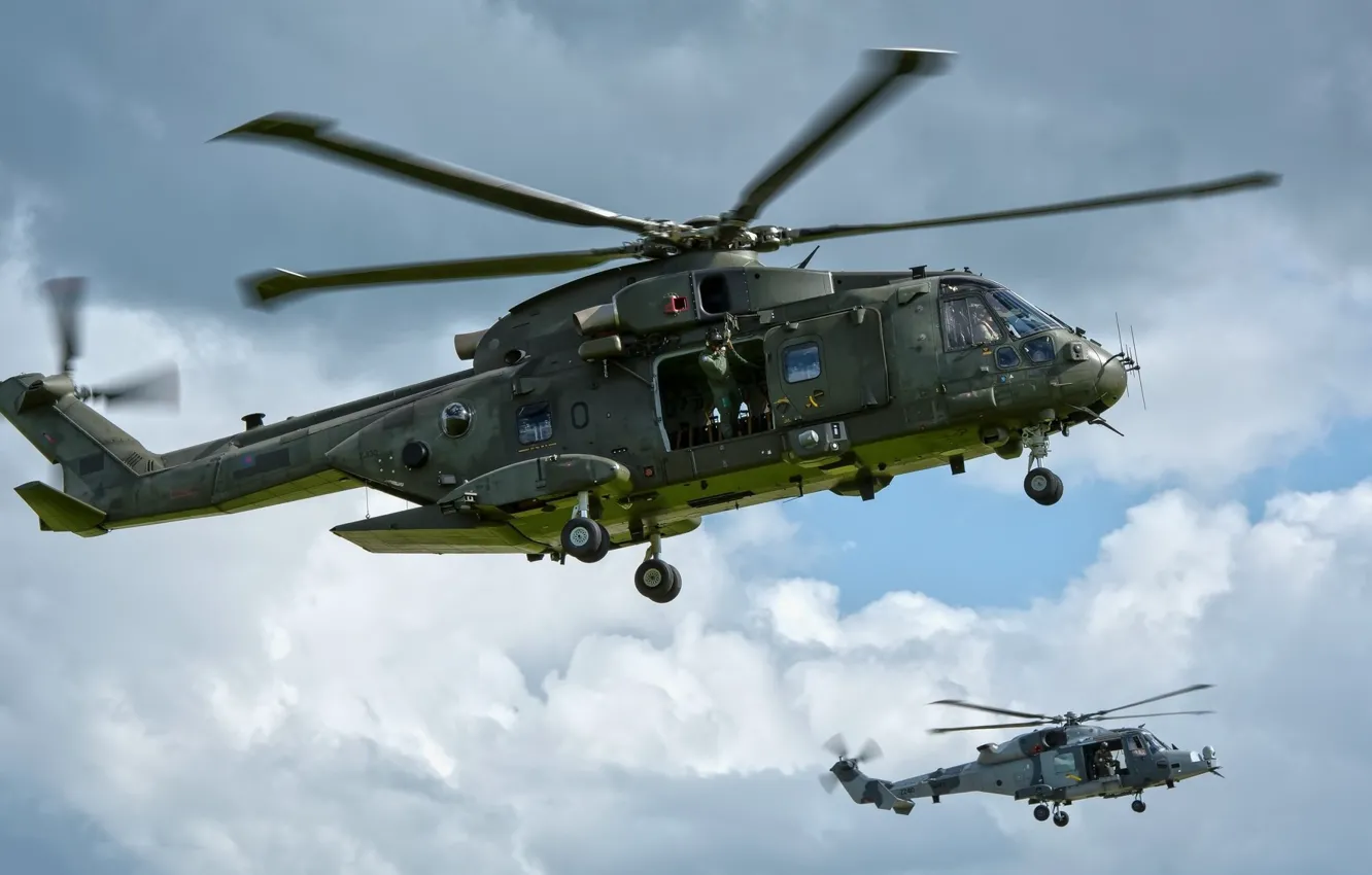 Photo wallpaper the sky, pair, helicopter, Merlin, AgustaWestland AW101