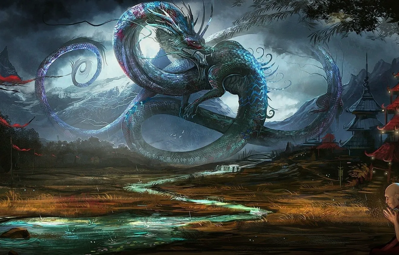 Photo wallpaper fiction, dragon, China, figure