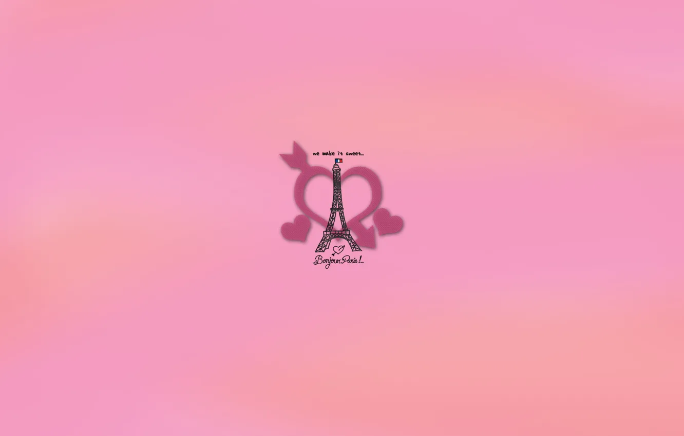 Photo wallpaper pink, heart, Eiffel tower, Paris, France