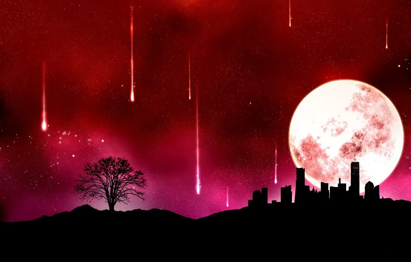 Photo wallpaper the city, the moon, Vector