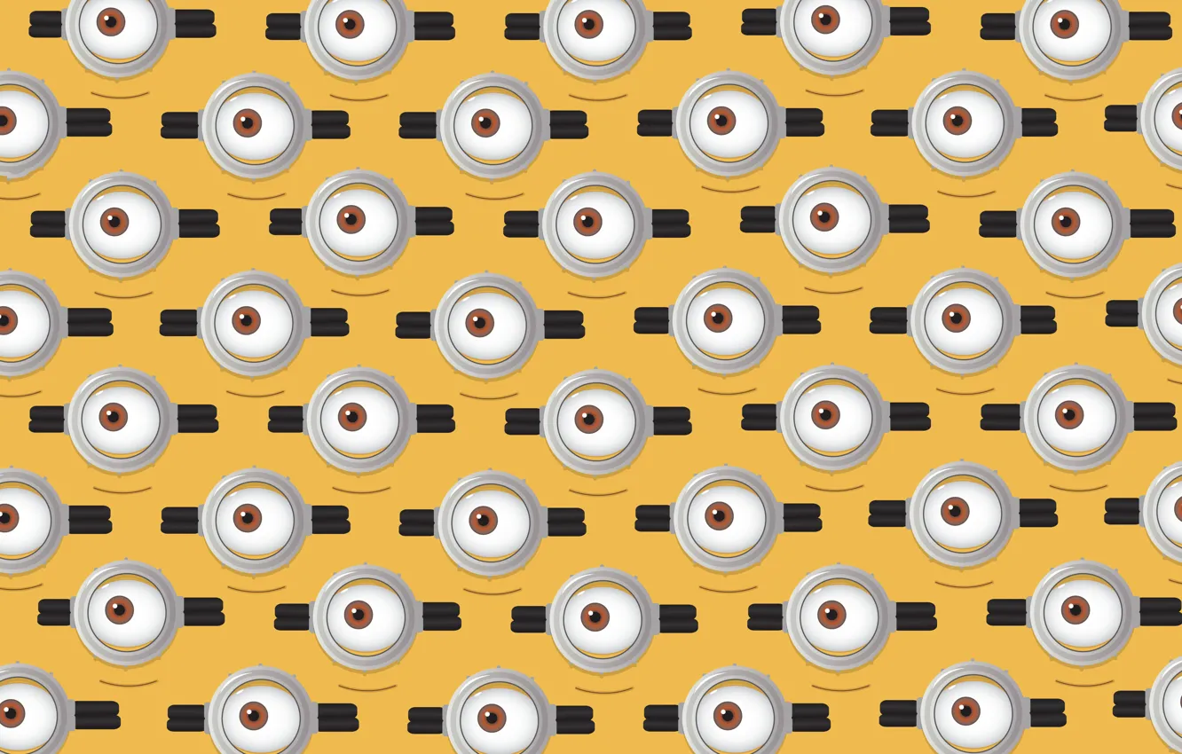 Photo wallpaper eyes, yellow, cartoon, positive, texture, glasses, characters, despicable me