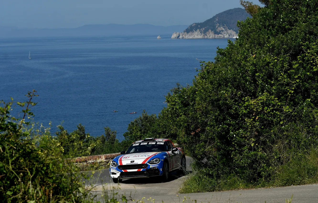 Photo wallpaper sea, rally, the rise, 2018, Abarth, 124 Rally