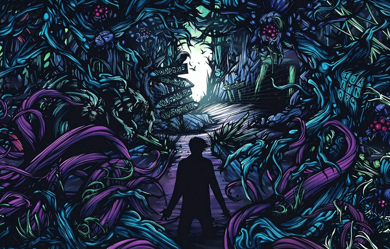 Photo wallpaper forest, trail, art, guy, dark