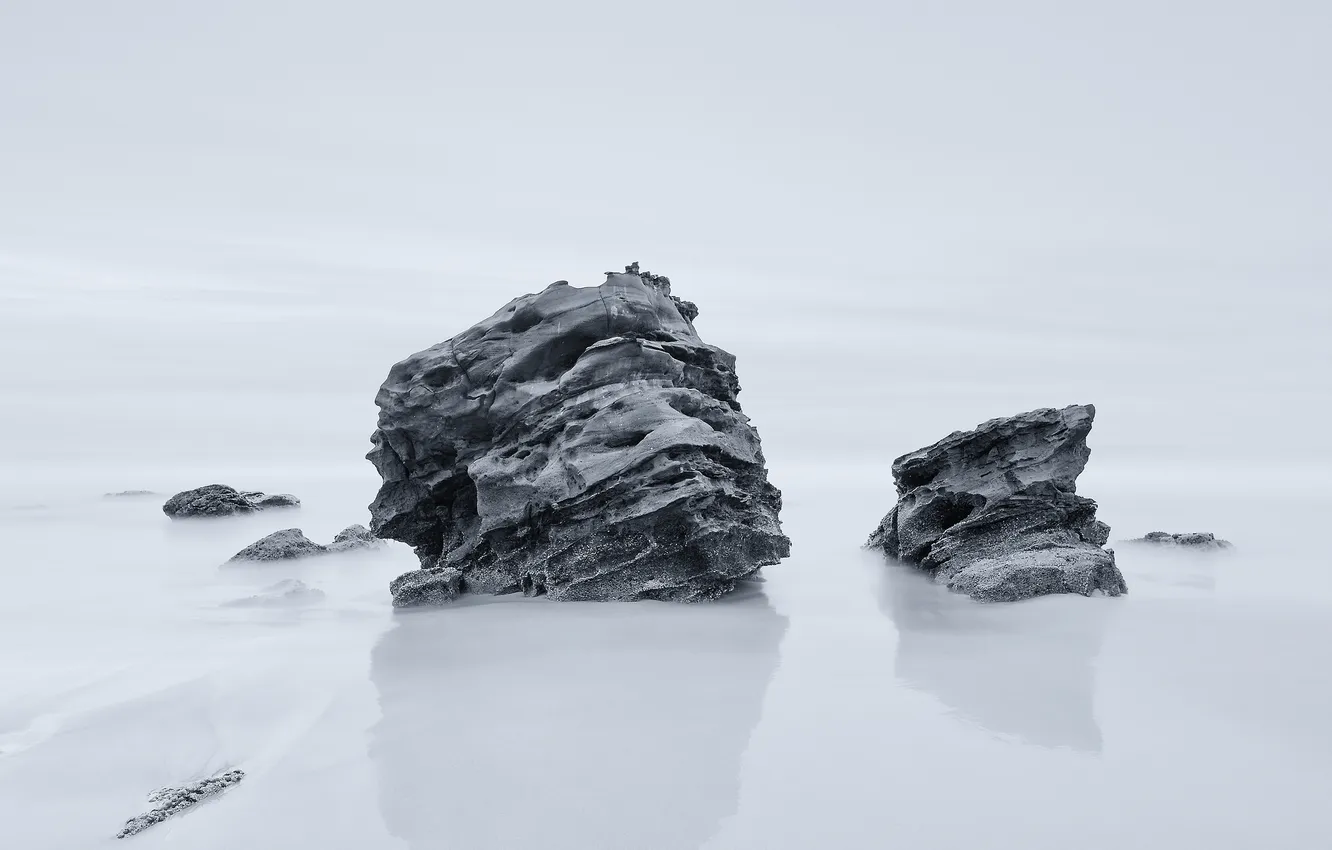 Photo wallpaper sea, nature, stones, rocks