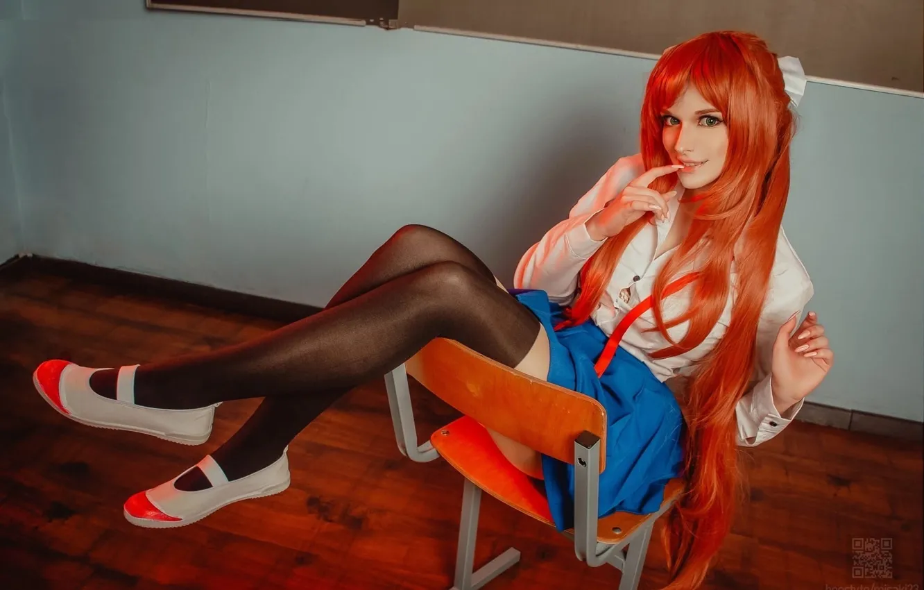 Photo wallpaper girl, stockings, cosplay, skirt, wig