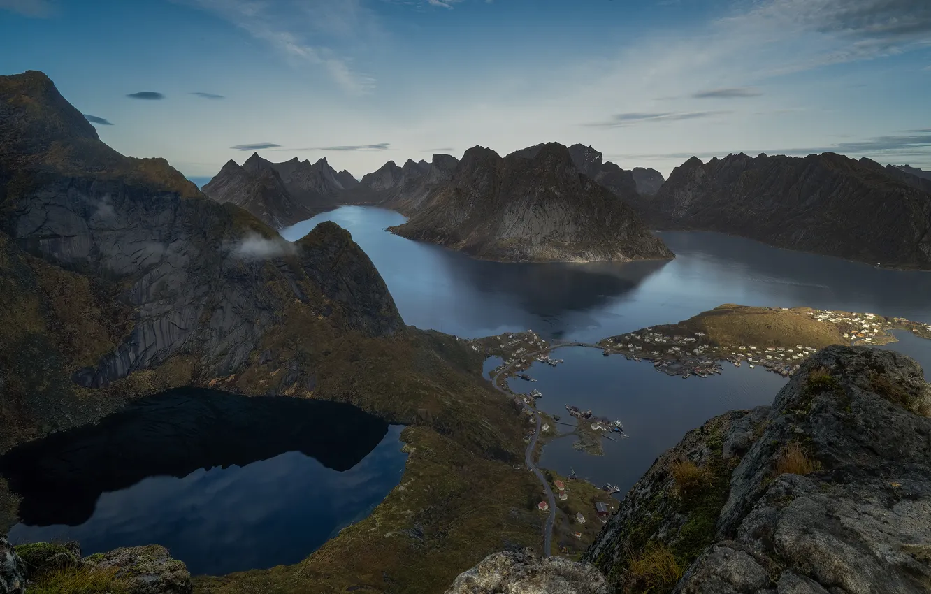 Photo wallpaper mountains, nature, Norway, the fjord, The Lofoten Islands