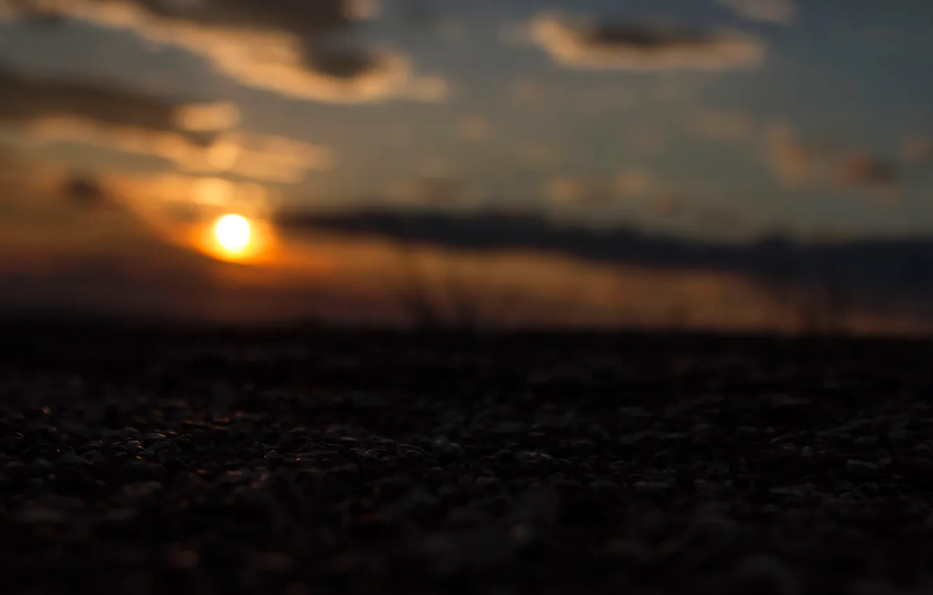 Photo wallpaper the sun, clouds, sunset, bokeh