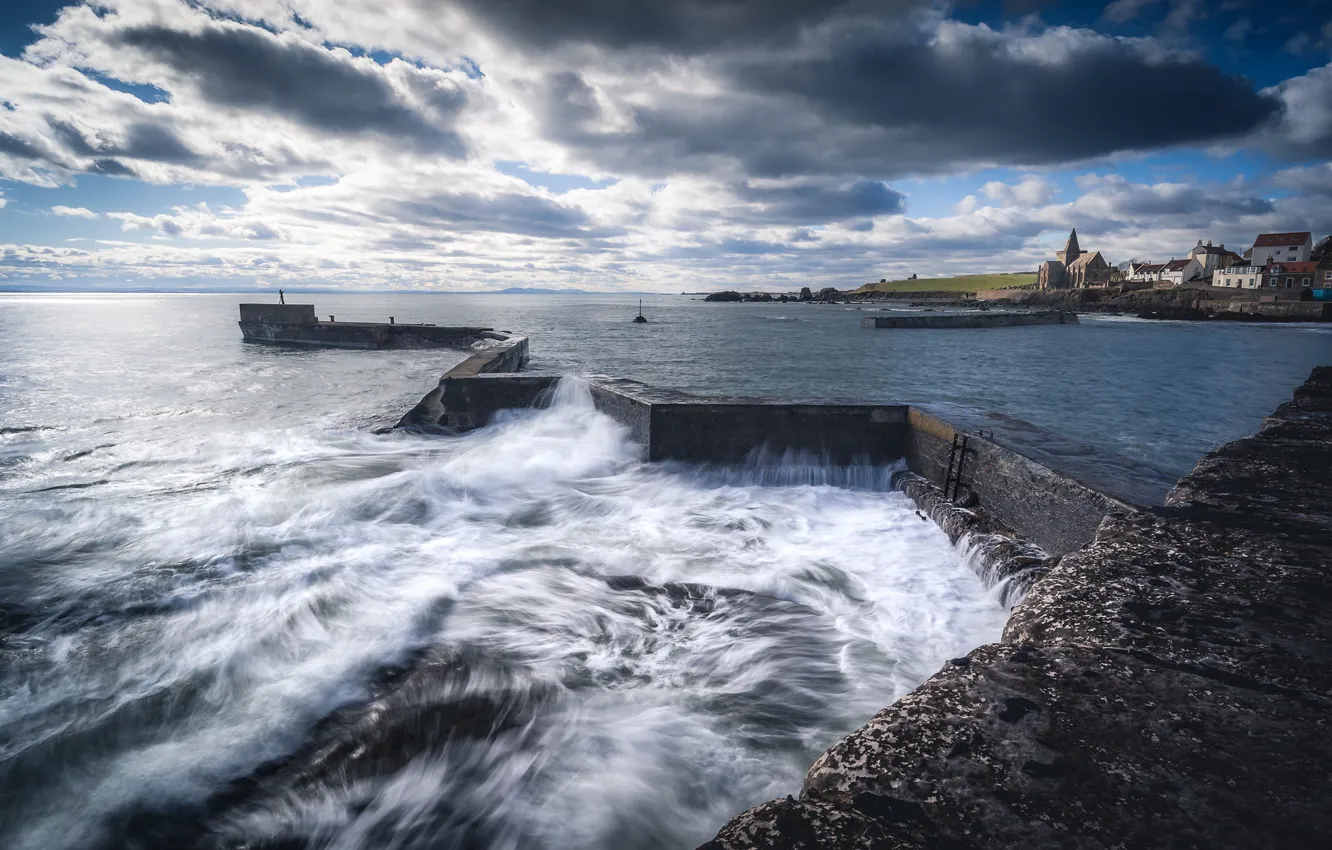 Photo wallpaper coast, Scotland, harbour, Scotland, St. Monans