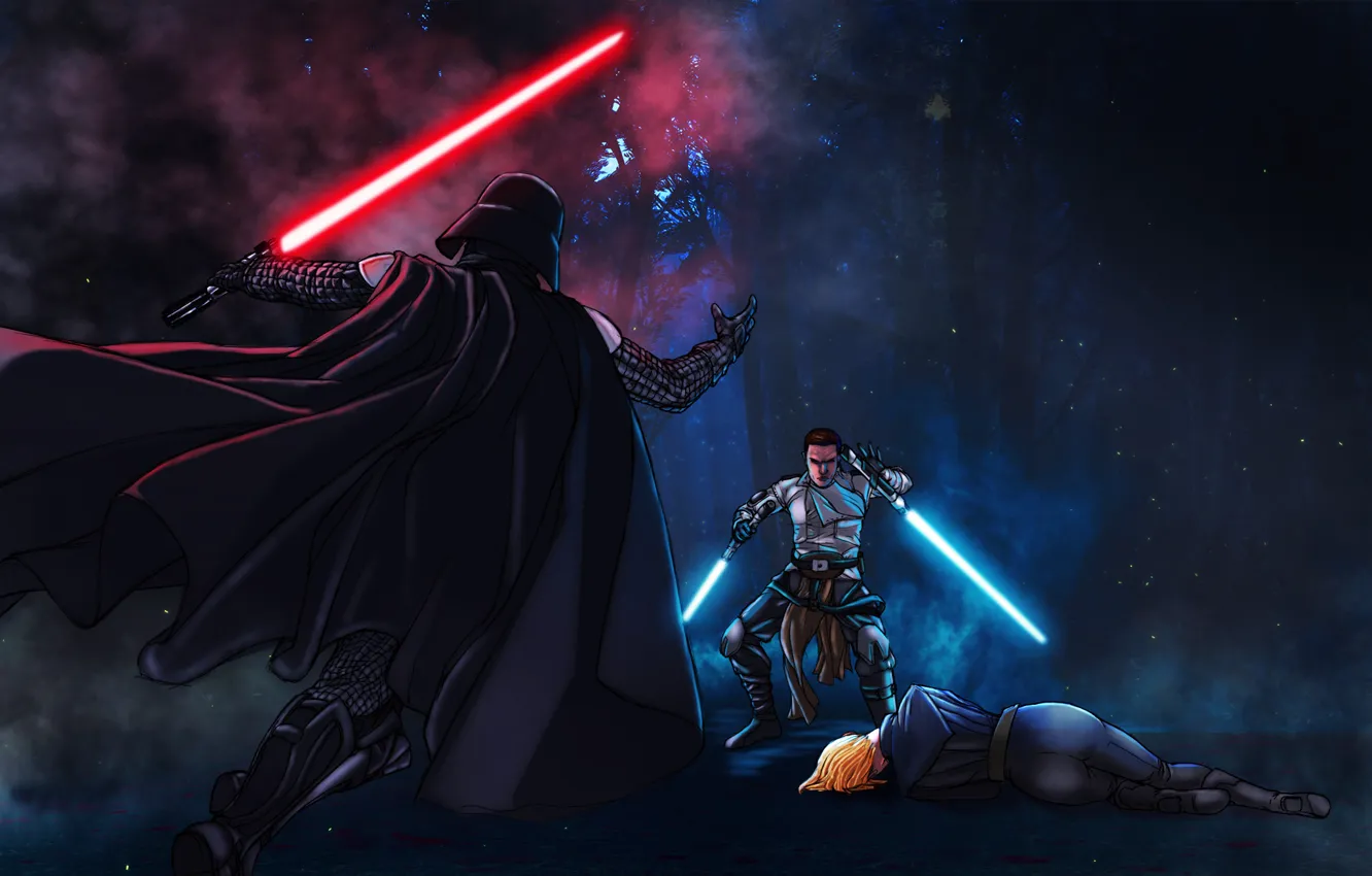 Photo wallpaper Darth Vader, Galen Marek, Starkiller, Star Wars: The Force Unleashed, Anakin Skywalker