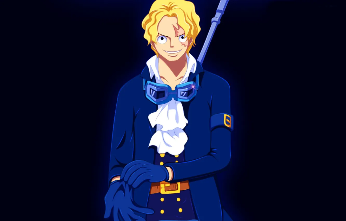 Photo wallpaper One Piece, blue, man, blonde, powerful, strong, scar, Mera Mera no Mi