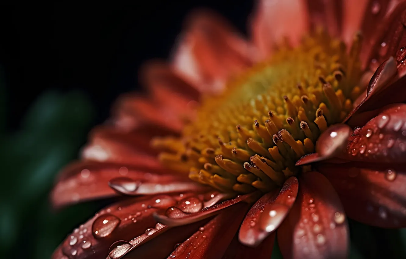 Photo wallpaper drops, macro, flowers, rendering, art, digital art, zinnia, digital art
