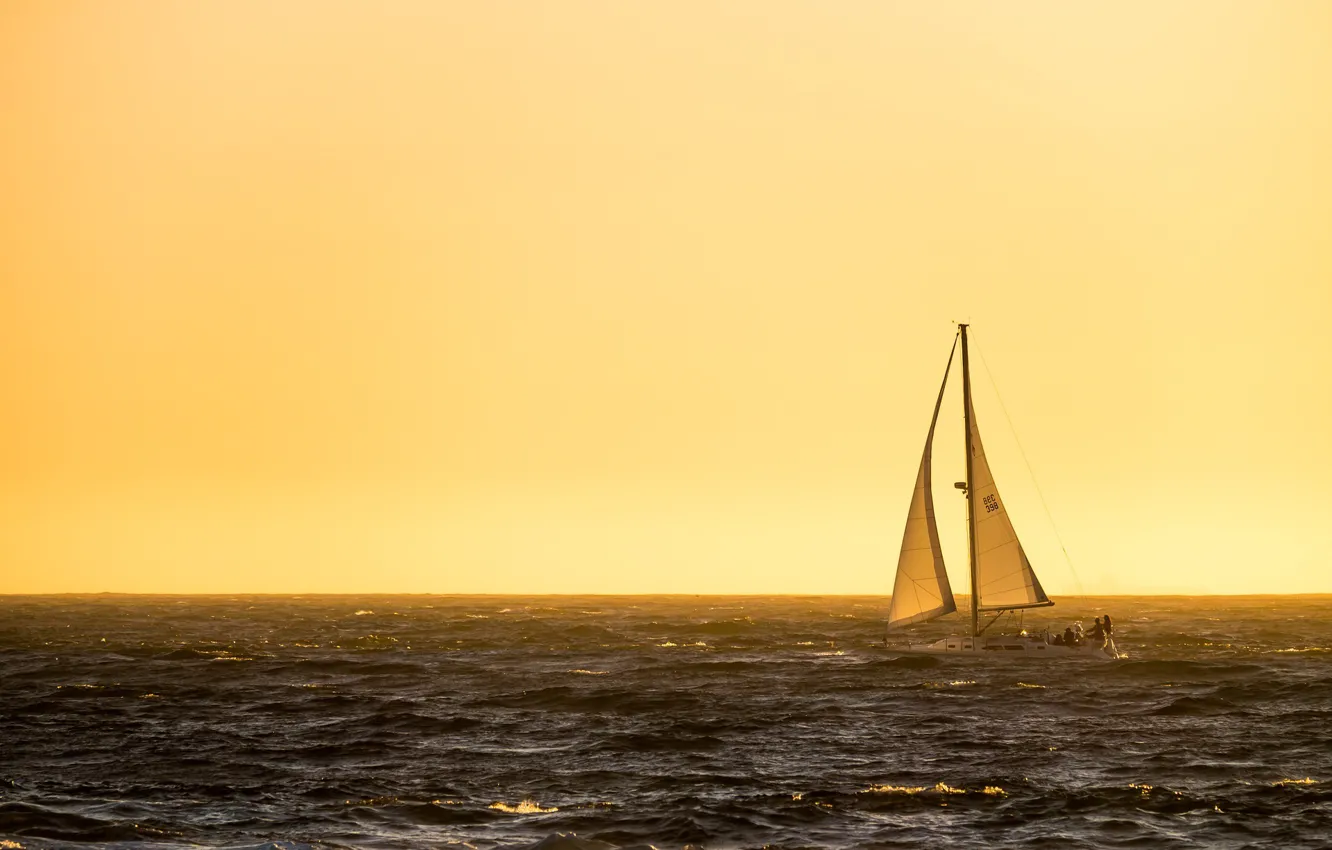 Photo wallpaper sea, morning, yacht, sail