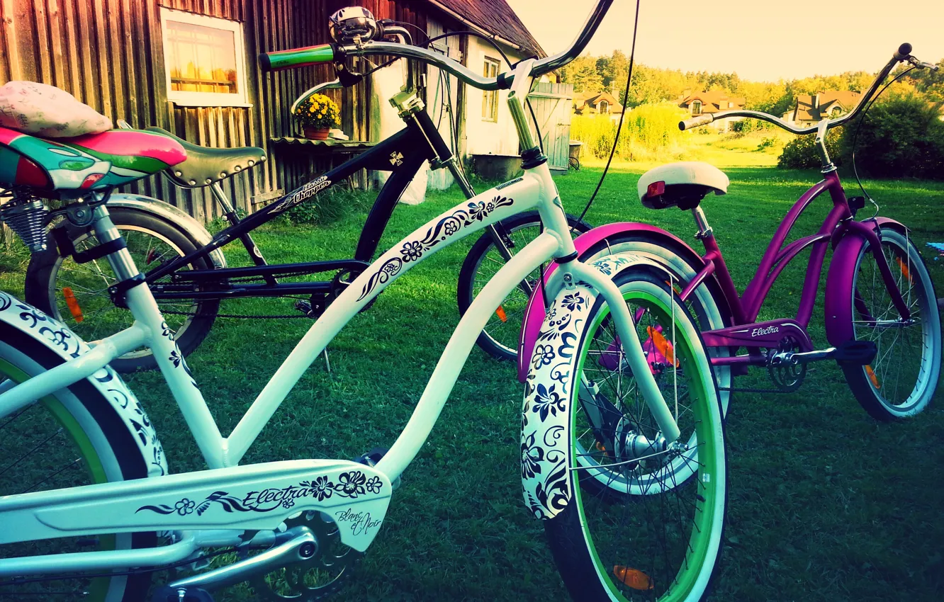 Photo wallpaper style, color, bikes, summer.