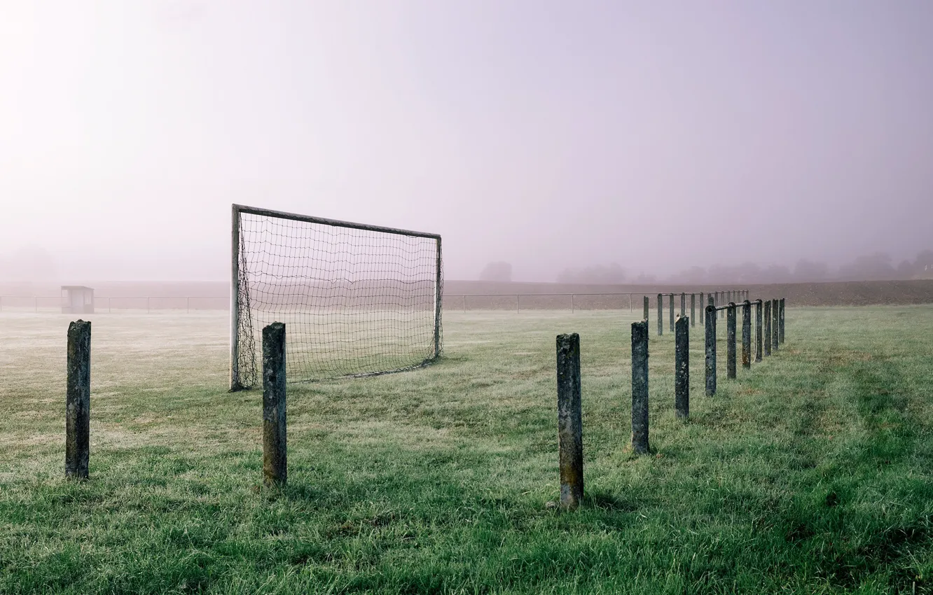 Photo wallpaper fog, football, gate