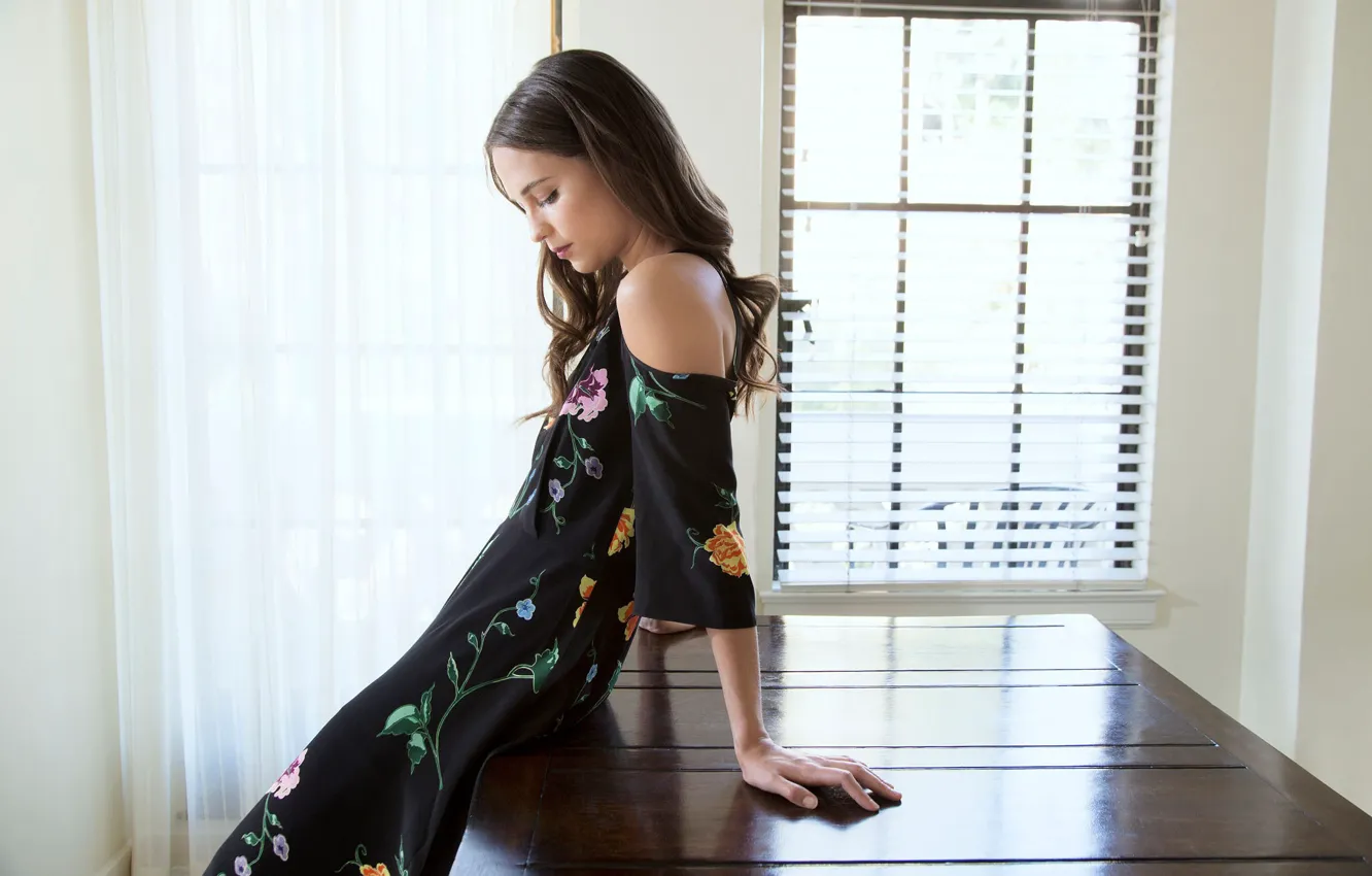 Photo wallpaper girl, dress, actress, Alicia Vikander