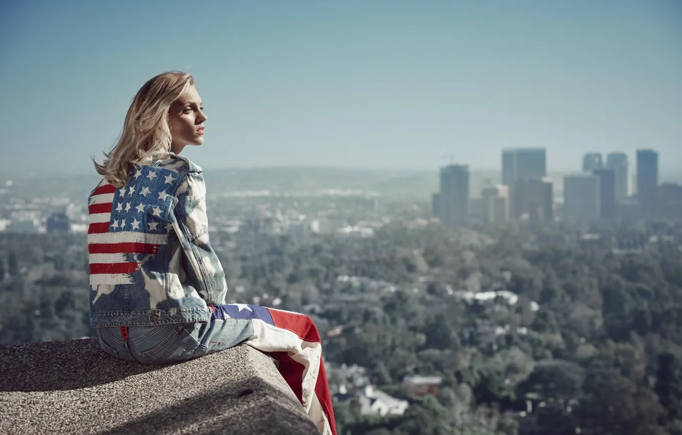 Photo wallpaper girl, the city, Anja Rubik