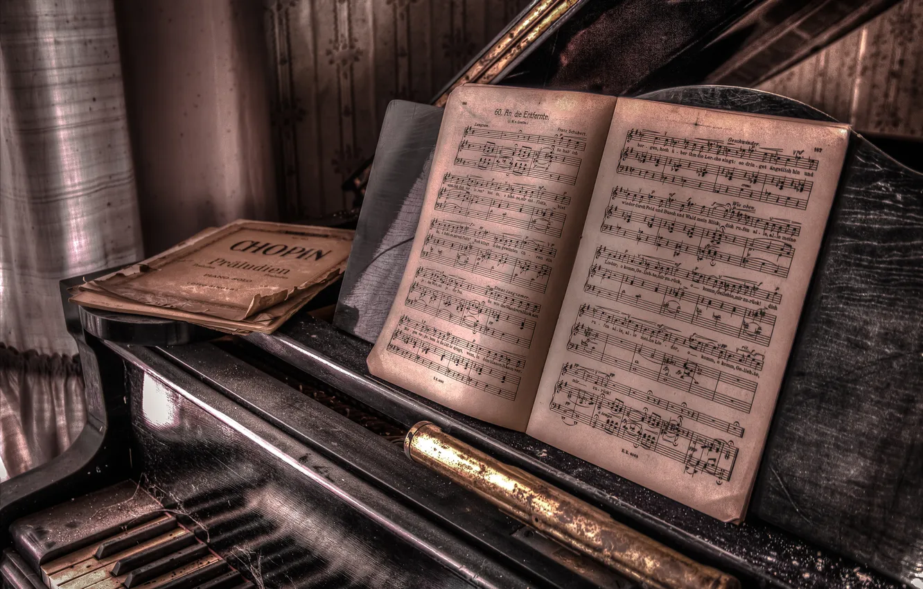 Photo wallpaper notes, music, piano