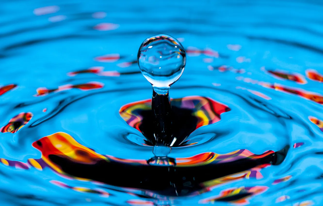 Photo wallpaper water, squirt, color, drop, splash, liquid