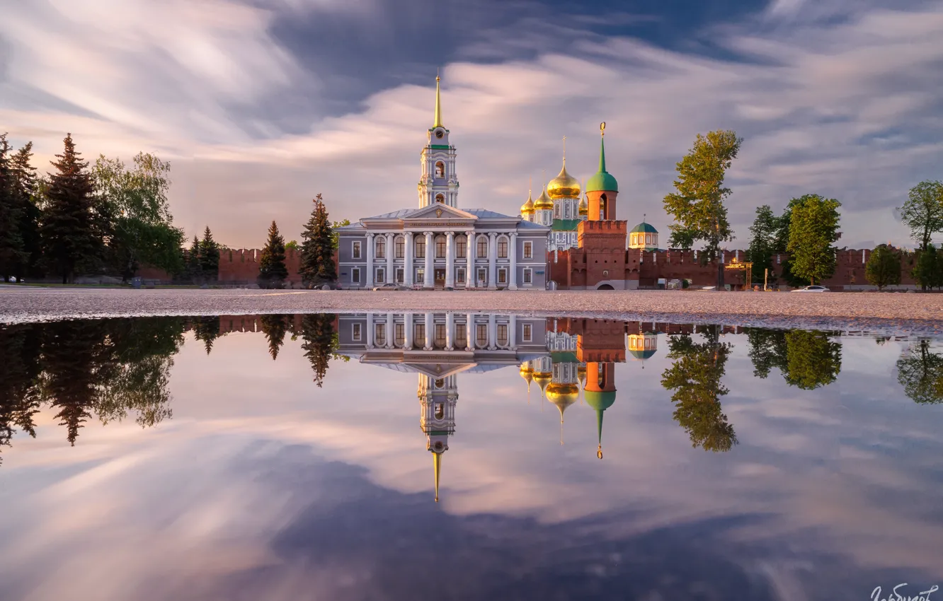 Photo wallpaper water, the city, reflection, The Kremlin, the dome, Tula, Ilya Garbuzov, samovar museum